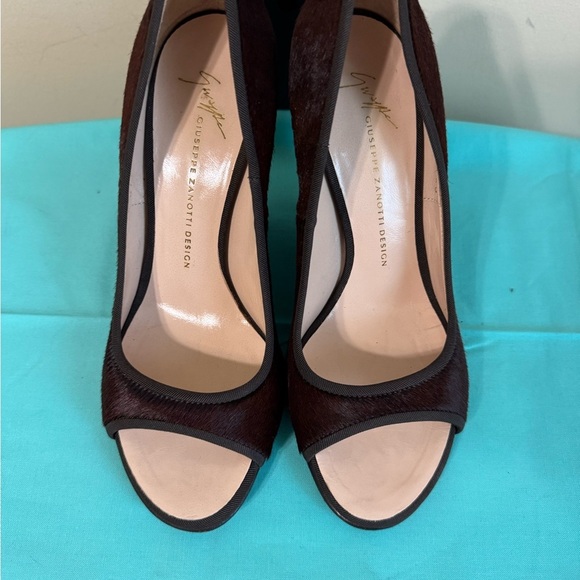 Giuseppe Zanotti Dark Brown Peep-Toe Heels - Picture 2 of 13